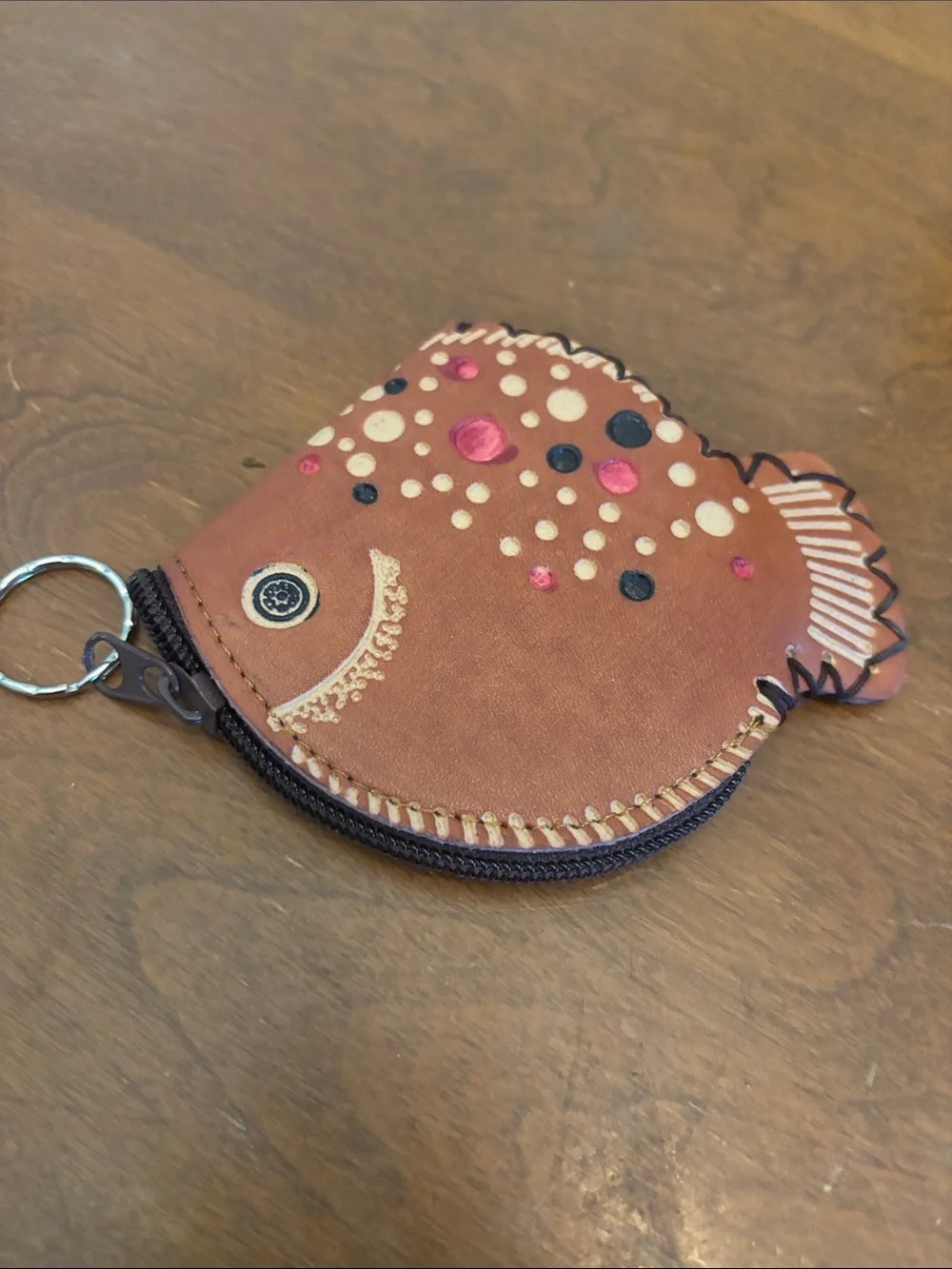 Faux Leather Fish Coin Purse Keychain Pouch Novelty Bag Charm